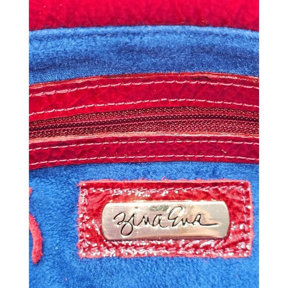 Zina Eva Women's Red Patent Leather Folding Crossbody Handbag Medium 2029 - Picture 13 of 15